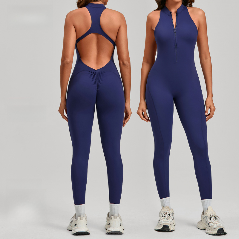 Yoga Fitness Jumpsuit - Macacão de Yoga com Zíper para