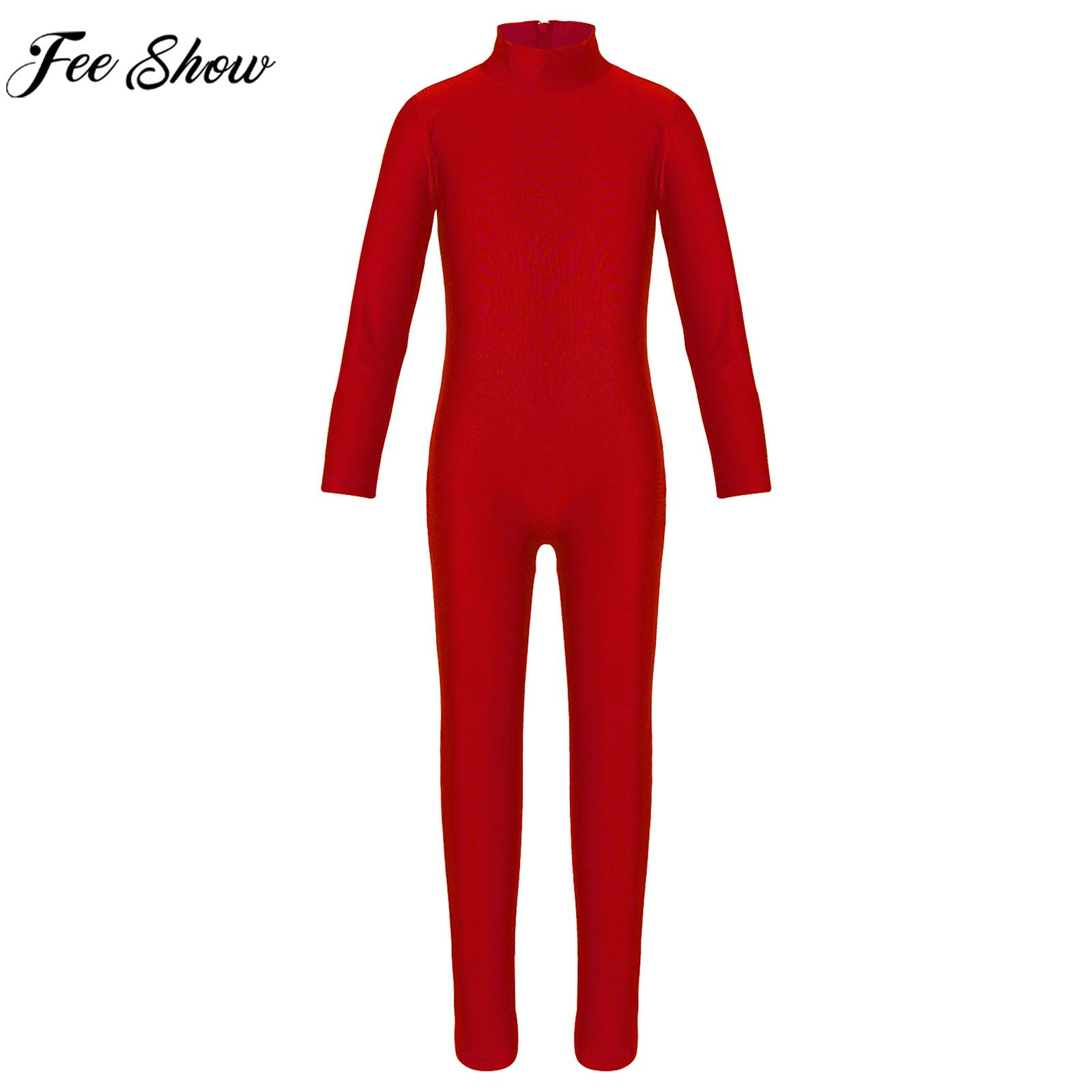 Yoga Fitness Jumpsuit - Crianças menina manga longa zíper ballet