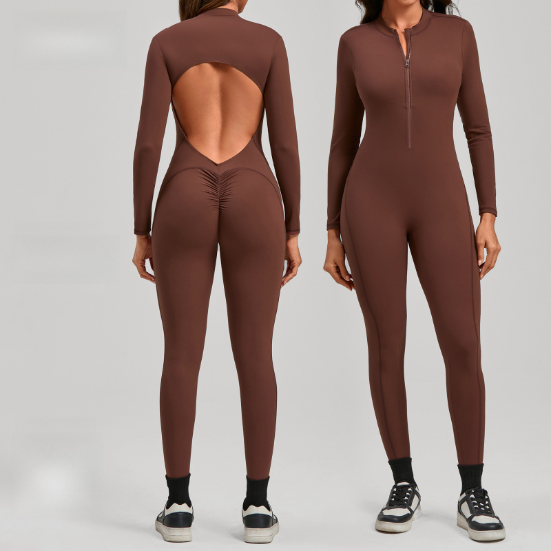 Yoga Fitness Jumpsuit - Macacão de ioga com zíper e
