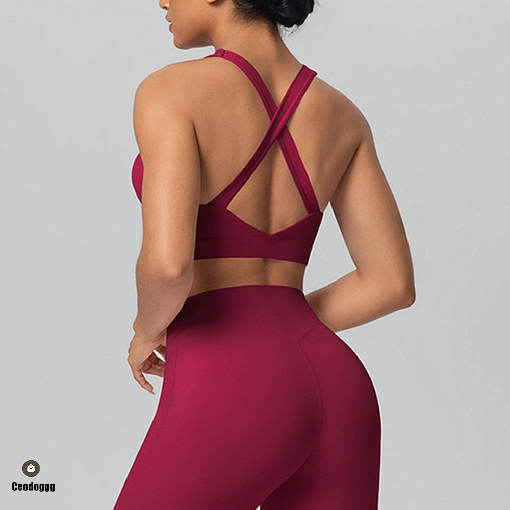 Yoga Fitness Stretching - Sutiã Esportivo Feminino com Alça Cruzada
